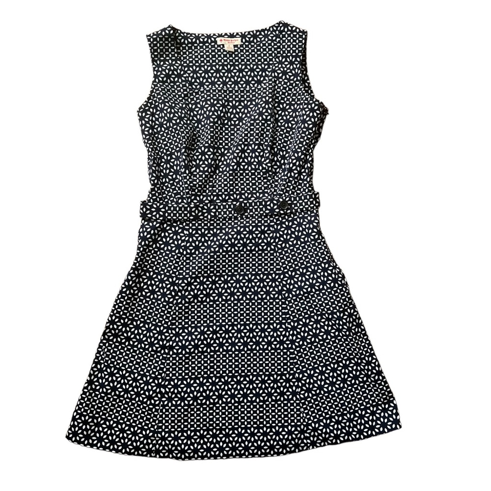 BROOKS BROTHERS RED FLEECE DRESS WOMENS SIZE 4 BLACK A-LINE FLORAL Design